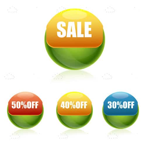 Sale and discount buttons Sale and discount buttons